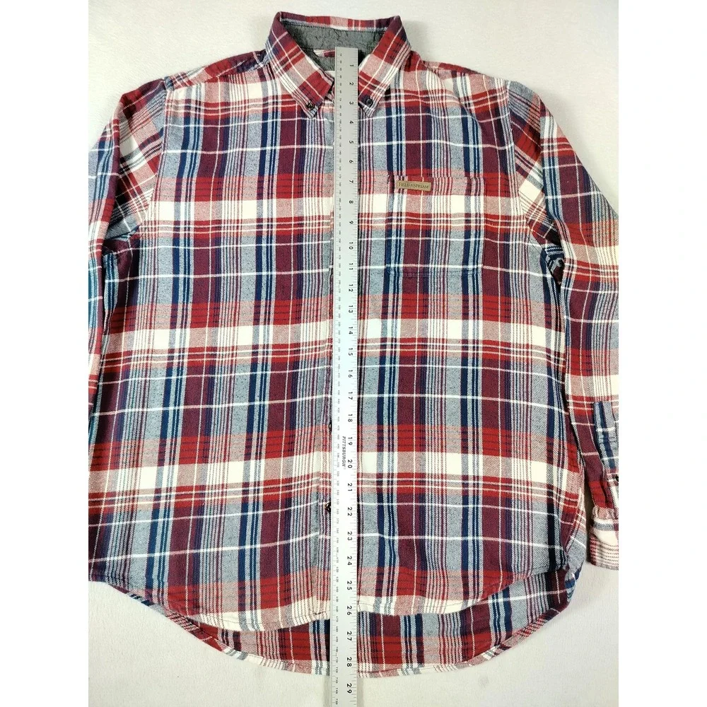 Field & Stream Shirt Mens Large Red Plaid Flannel Lumberjack Cabincore Earthy